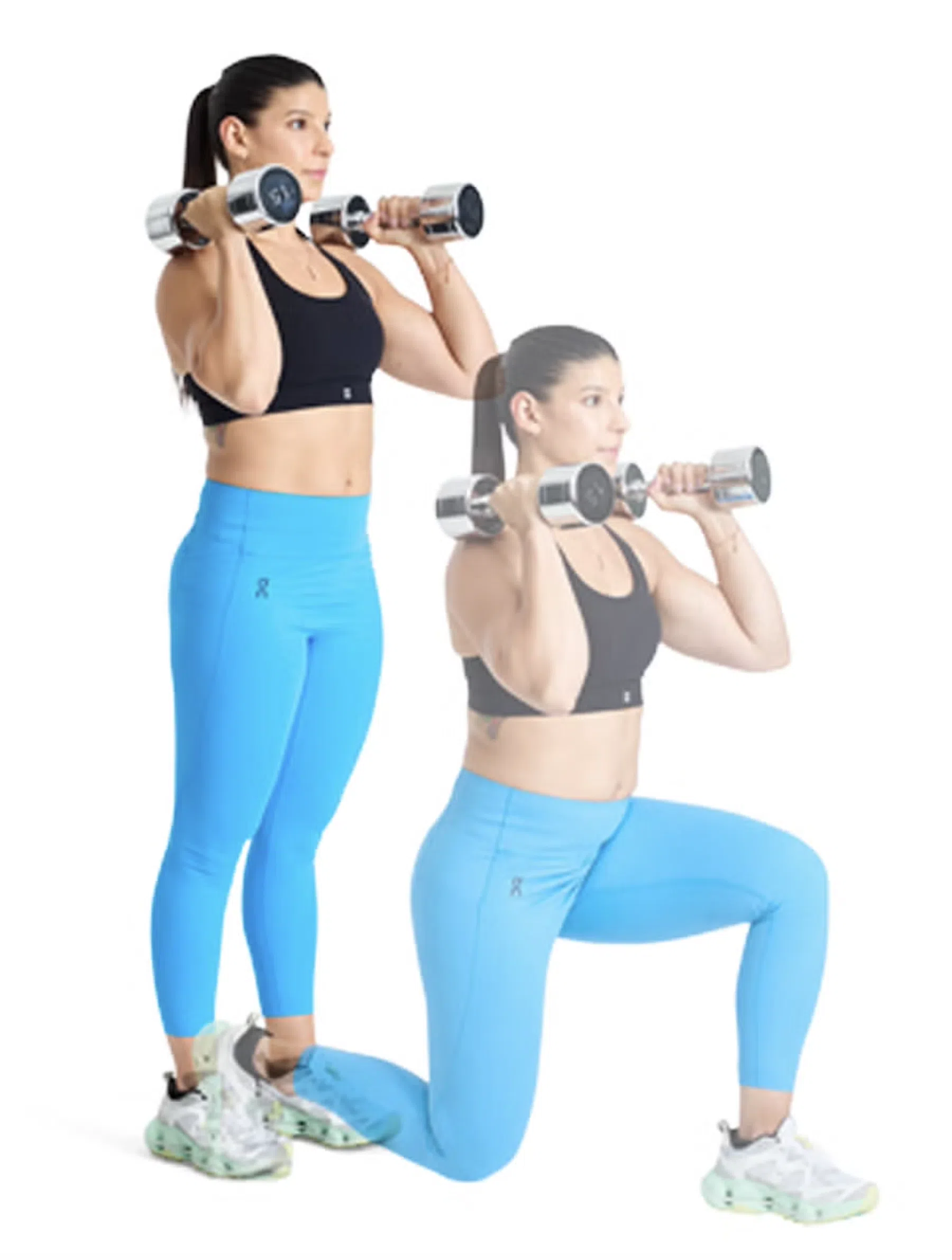 Vrouw die een voorwaartse lunge uitvoert